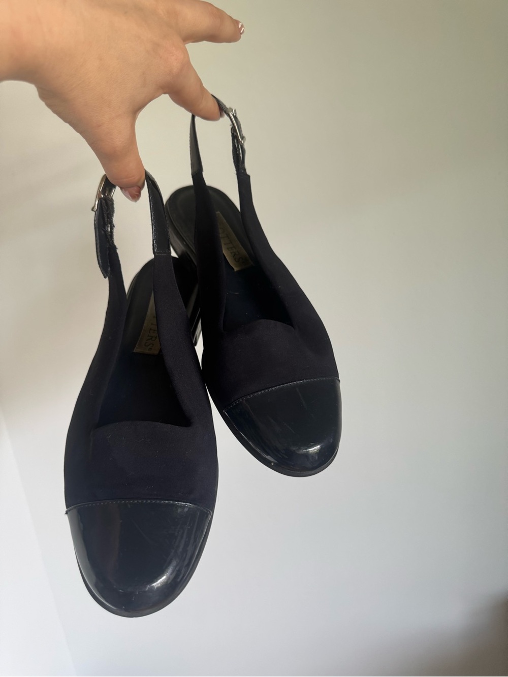 Black Slingback Cap-Toe Flats